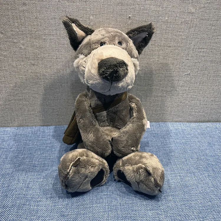 Realistic Wolf Plush Toy Couple Backpack 25cm